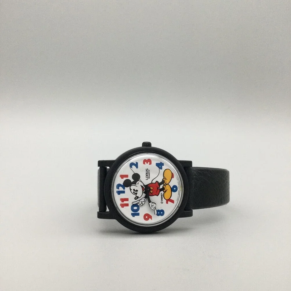 Lorus Unisex Watch 31mm Mickey Mouse V515-6B20 Black Leather Disney New Battery